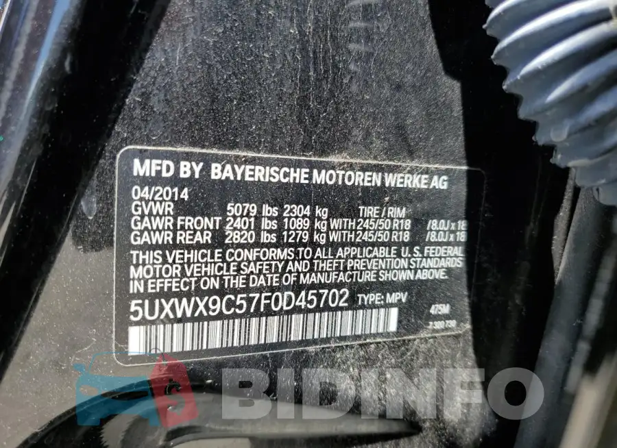 5UXWX9C57F0D45702 Photo# 12