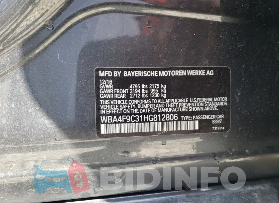 WBA4F9C31HG812806 Photo# 13
