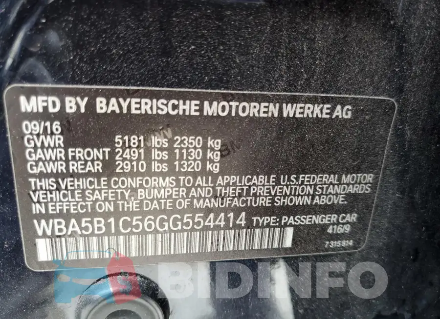 WBA5B1C56GG554414 Photo# 12