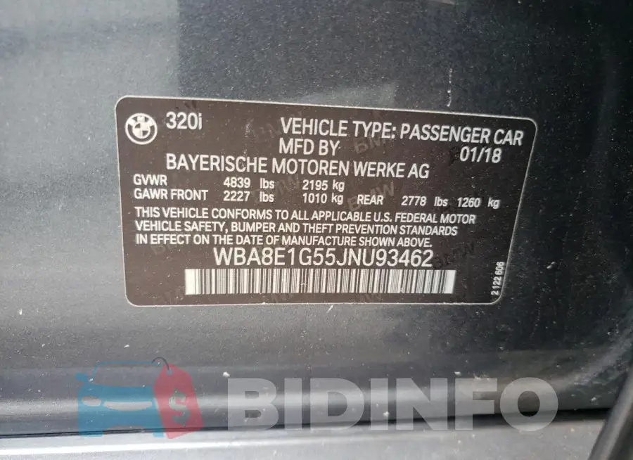 WBA8E1G55JNU93462 Photo# 12