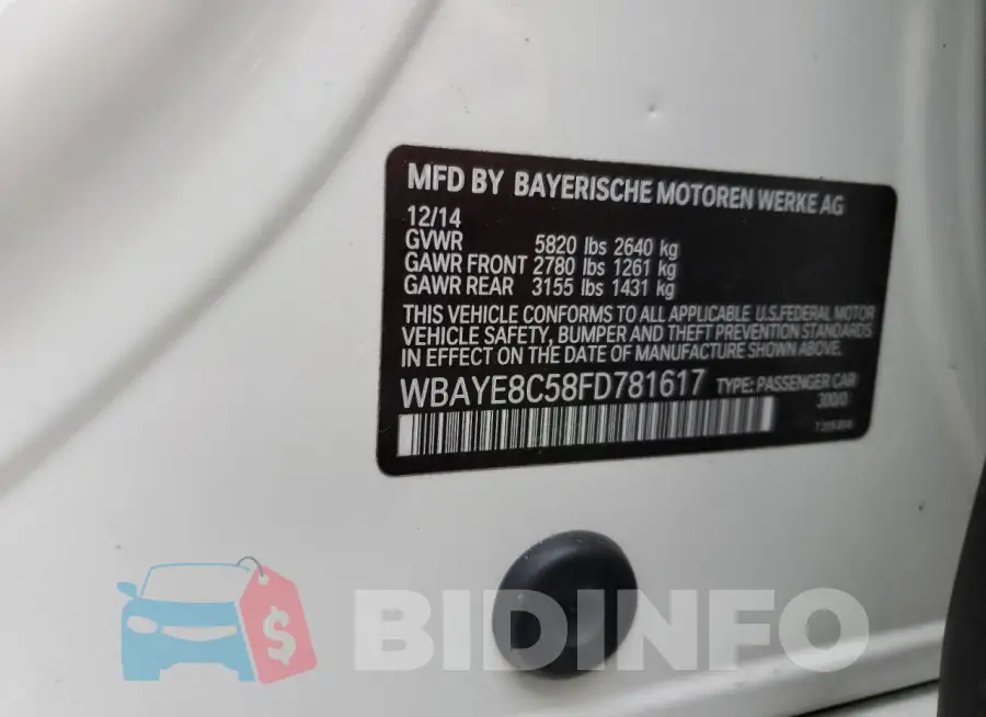 WBAYE8C58FD781617 Photo# 12