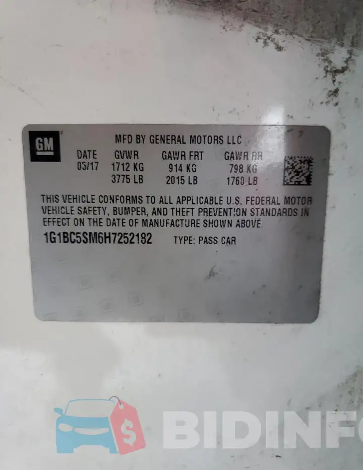1G1BC5SM6H7252182 Photo# 12