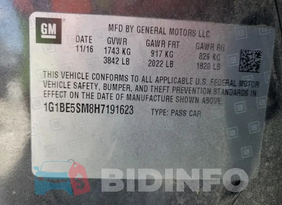 1G1BE5SM8H7191623 Photo# 12