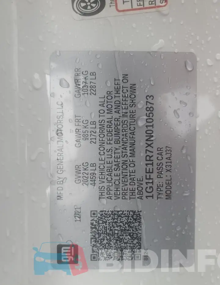 1G1FE1R7XN0105873 Photo# 12