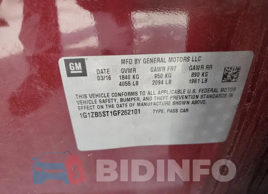 1G1ZB5ST1GF262101 Photo# 12