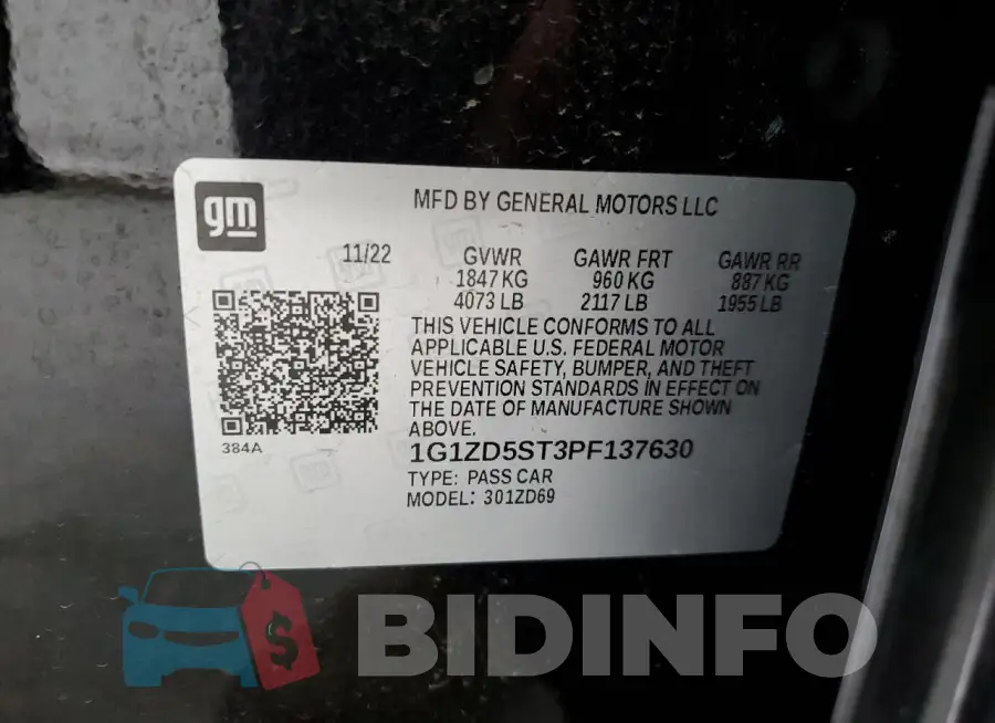 1G1ZD5ST3PF137630 Photo# 12