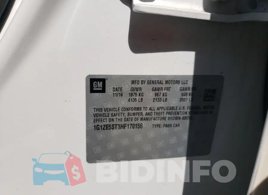 1G1ZE5ST3HF170156 Photo# 13