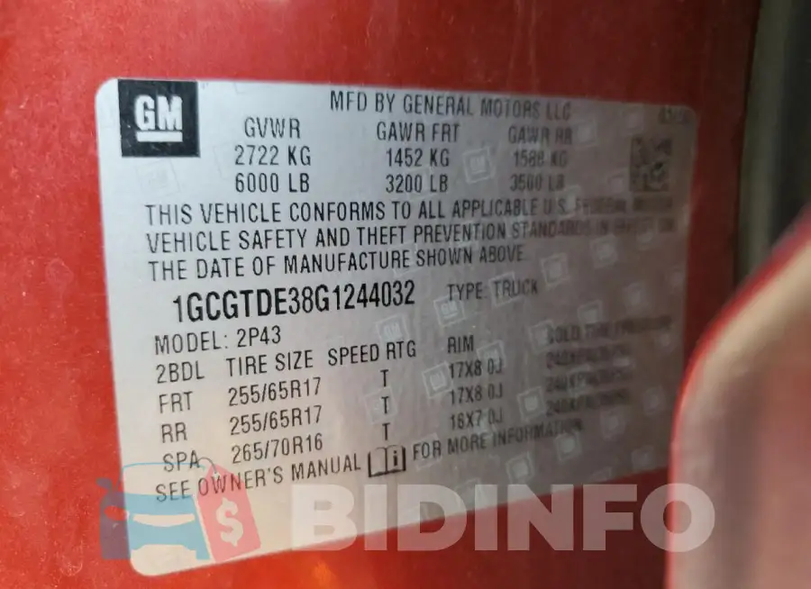 1GCGTDE38G1244032 Photo# 12