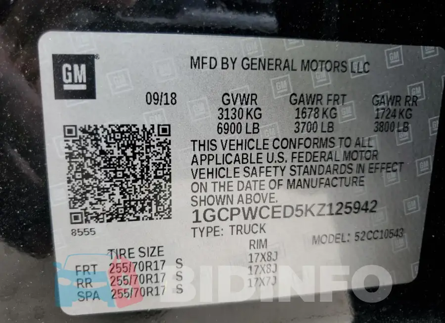 1GCPWCED5KZ125942 Photo# 12
