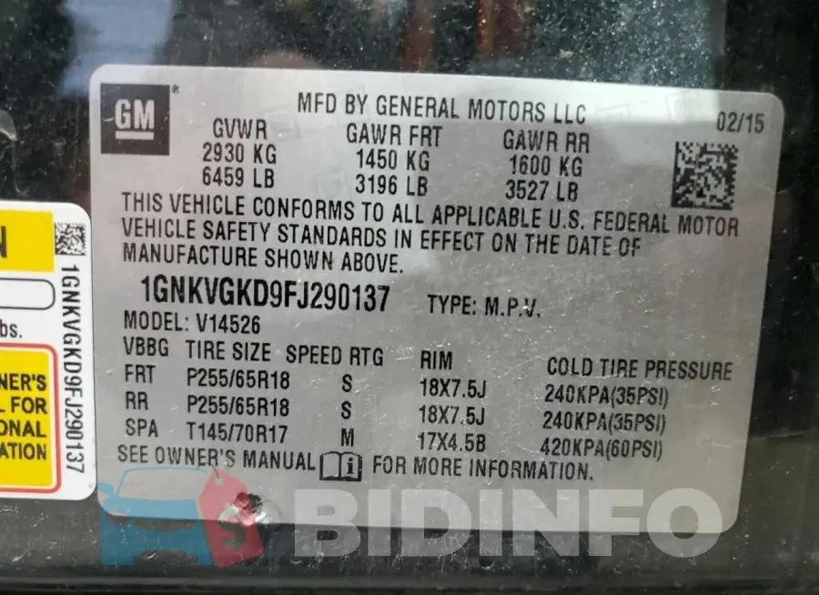 1GNKVGKD9FJ290137 Photo# 13