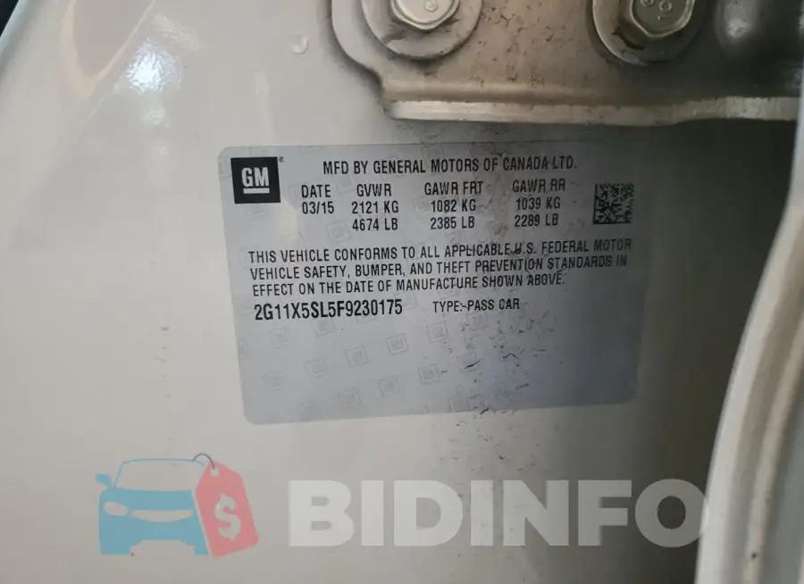 2G11X5SL5F9230175 Photo# 12