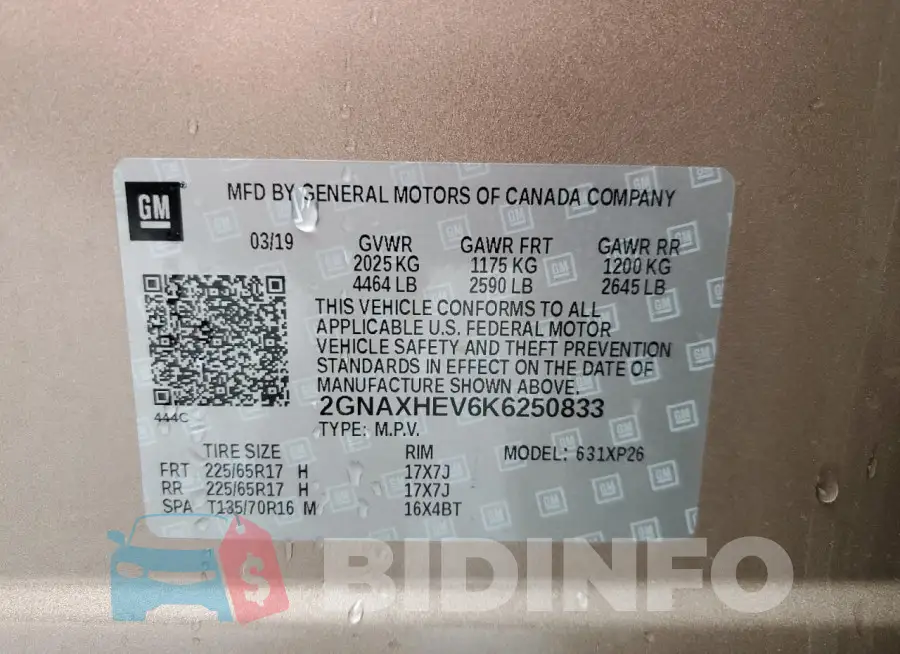 2GNAXHEV6K6250833 Photo# 12