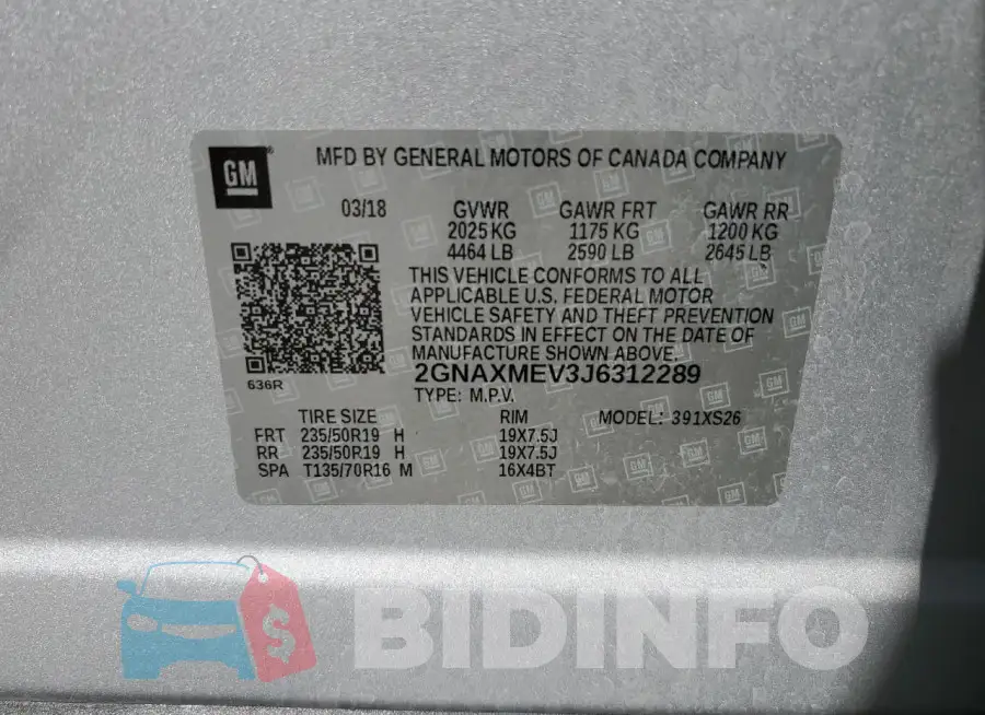 2GNAXMEV3J6312289 Photo# 13