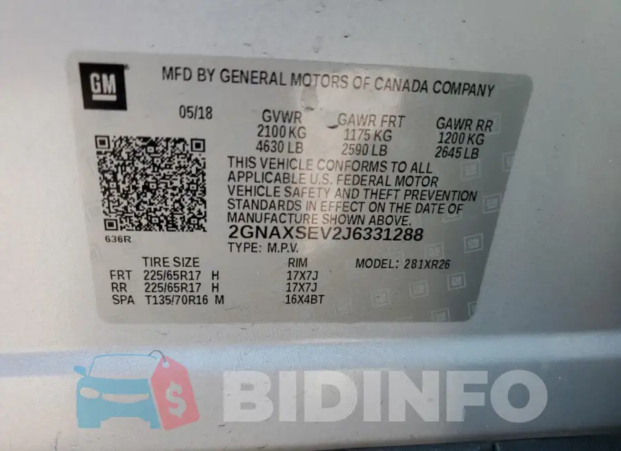 2GNAXSEV2J6331288 Photo# 13