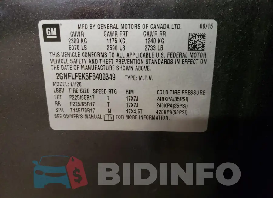 2GNFLFEK5F6400349 Photo# 13