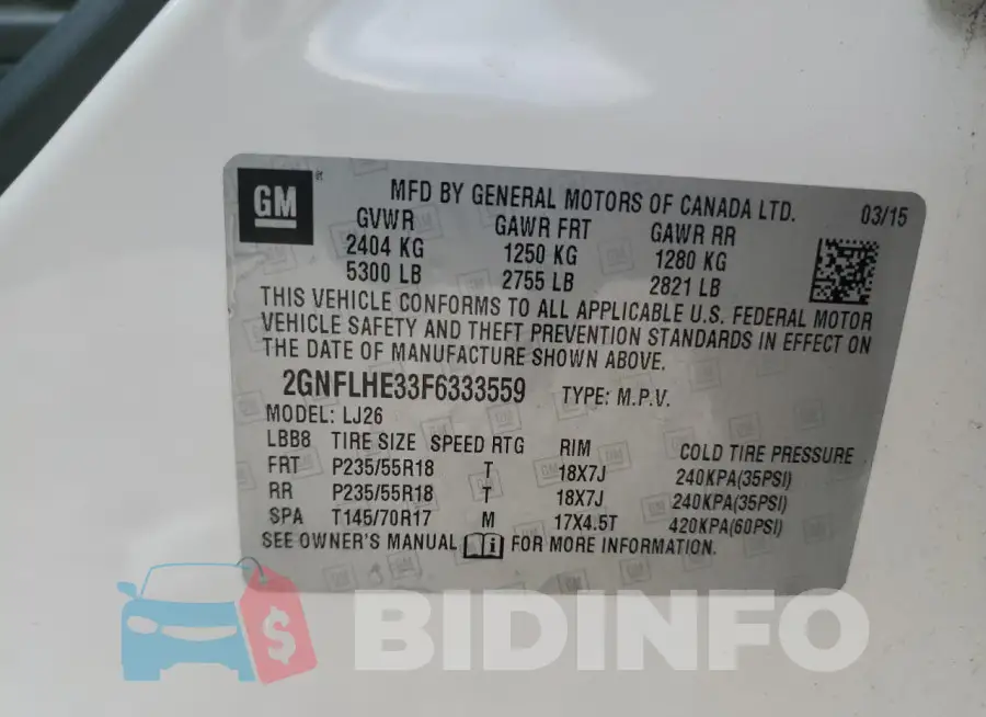 2GNFLHE33F6333559 Photo# 13