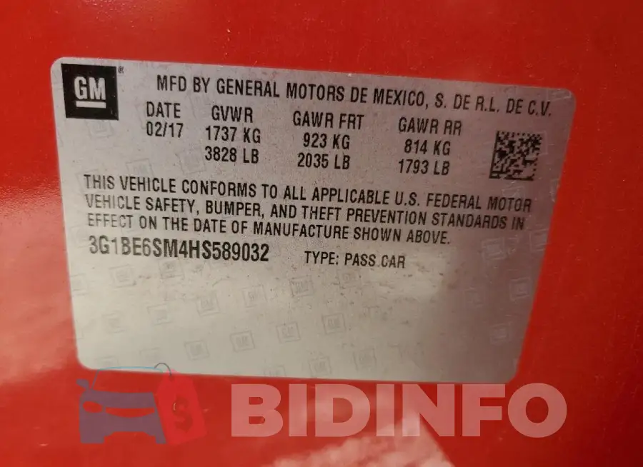 3G1BE6SM4HS589032 Photo# 13