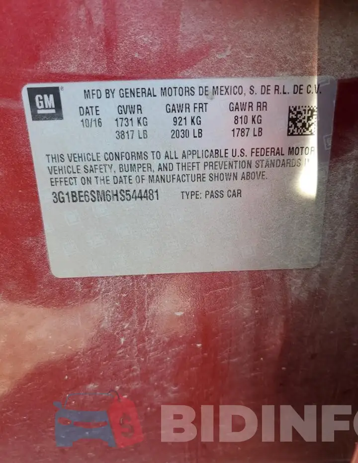 3G1BE6SM6HS544481 Photo# 13