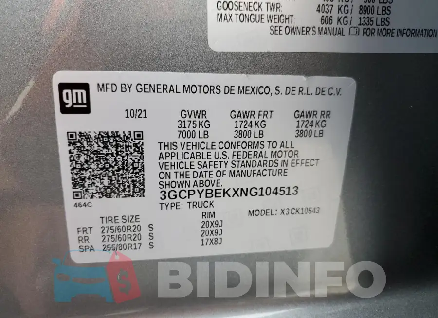 3GCPYBEKXNG104513 Photo# 12