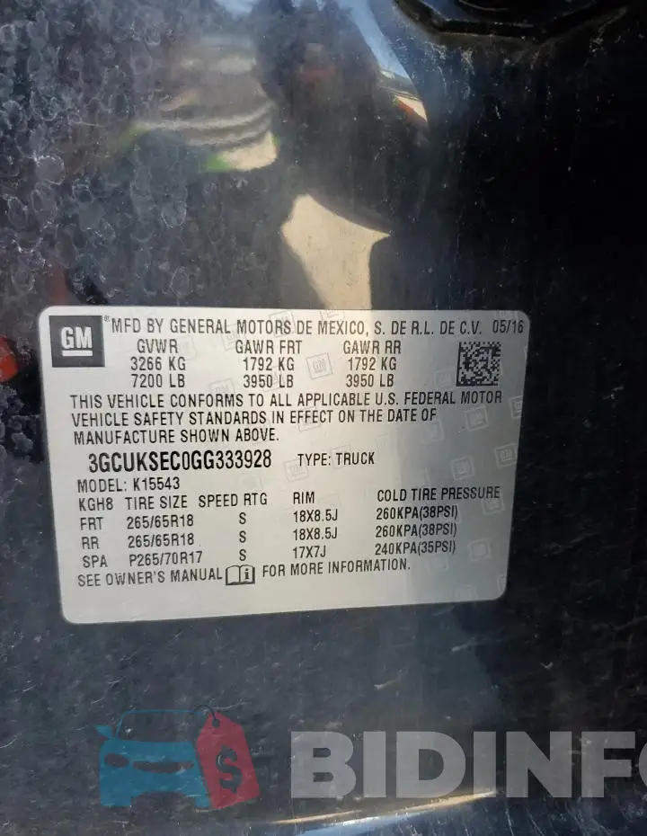 3GCUKSEC0GG333928 Photo# 12