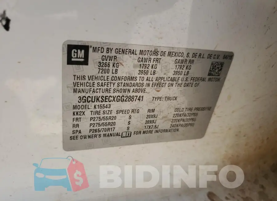 3GCUKSECXGG288741 Photo# 12