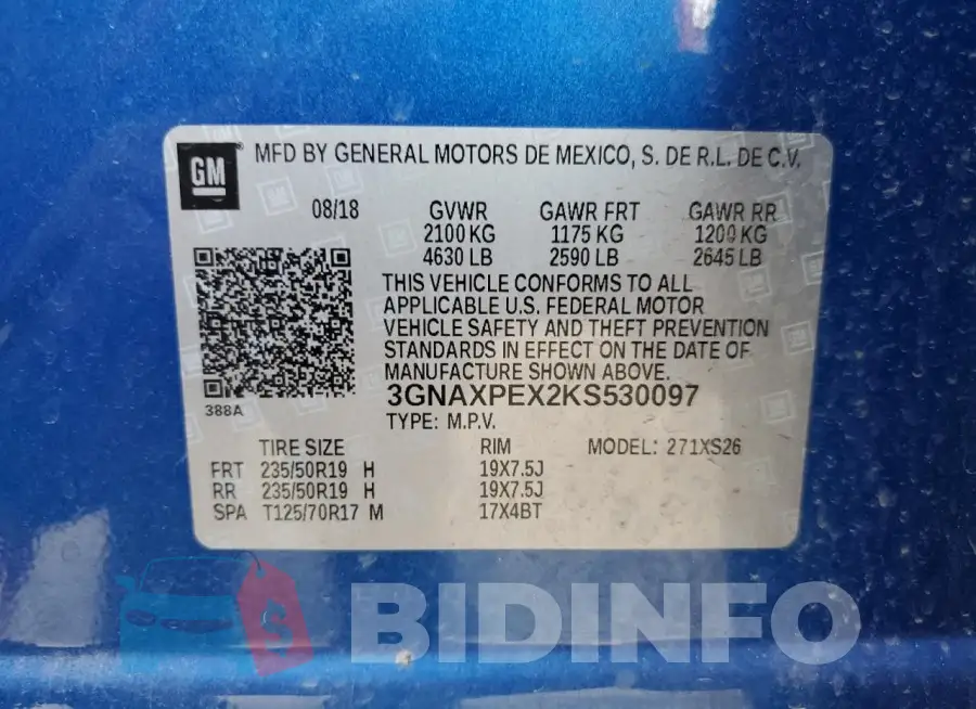 3GNAXPEX2KS530097 Photo# 13