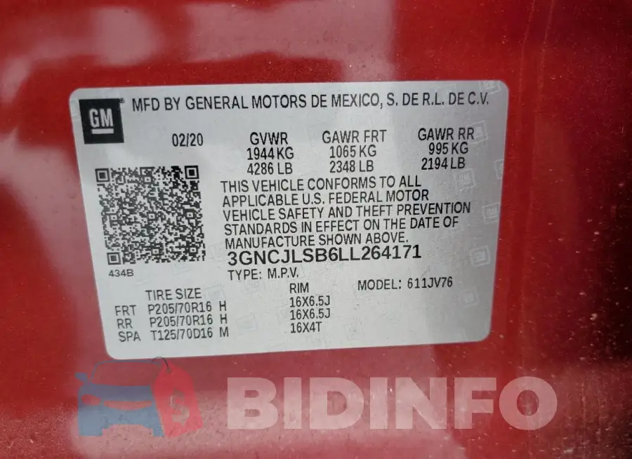 3GNCJLSB6LL264171 Photo# 13