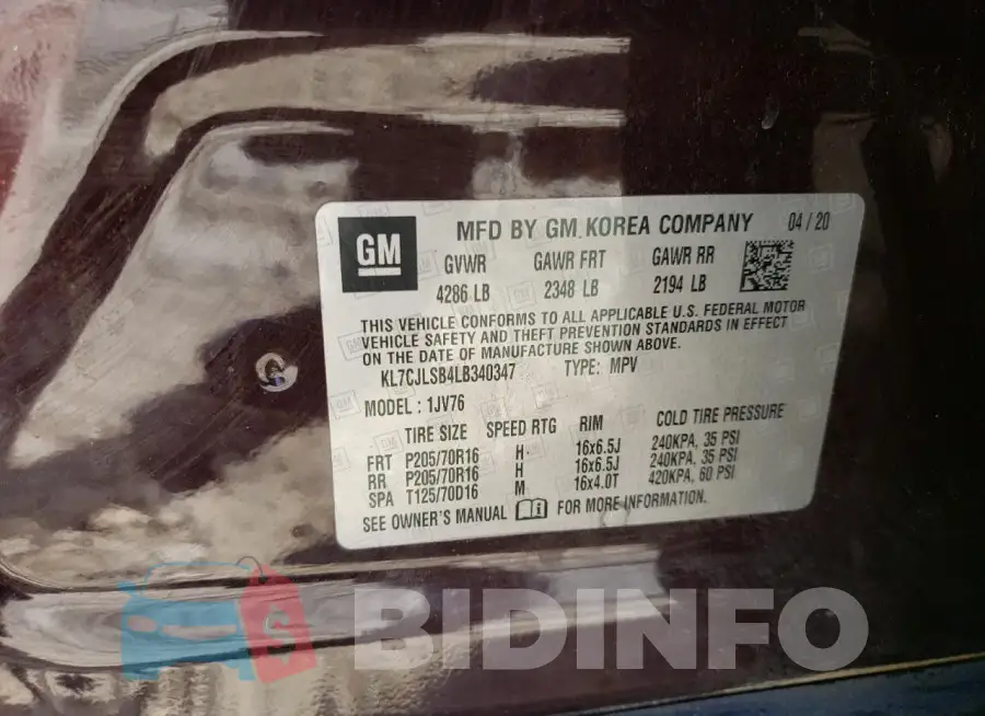 KL7CJLSB4LB340347 Photo# 13