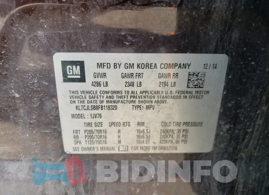 KL7CJLSB8FB118320 Photo# 13