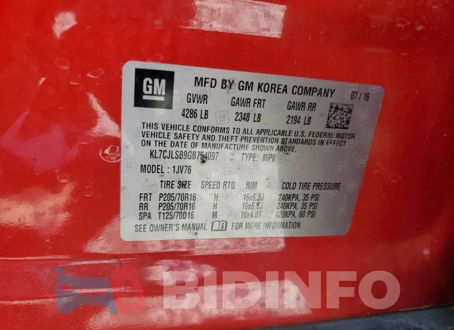 KL7CJLSB9GB754097 Photo# 13