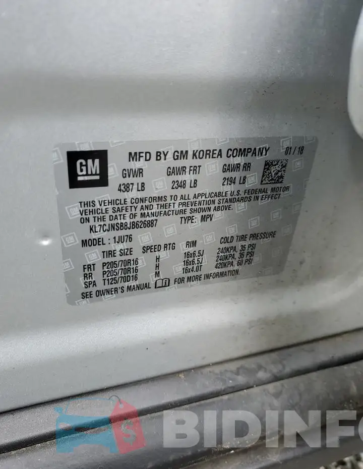 KL7CJNSB8JB626887 Photo# 13
