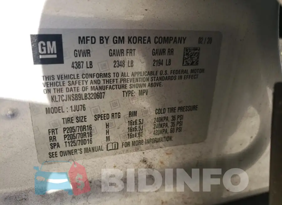 KL7CJNSB9LB320607 Photo# 13
