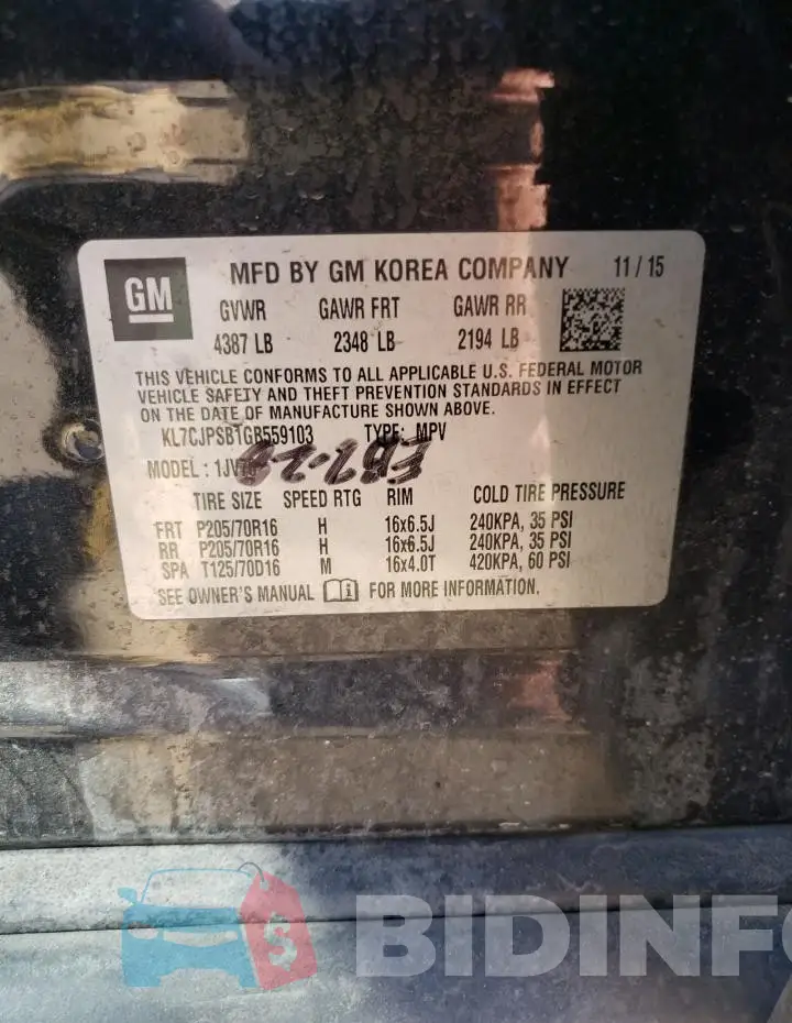 KL7CJPSB1GB559103 Photo# 13