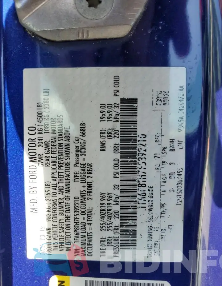 1FA6P8TH7F5392210 Photo# 12