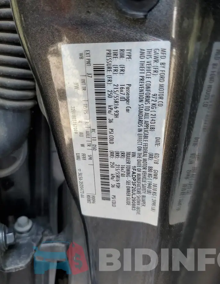 1FADP3F20JL290883 Photo# 12