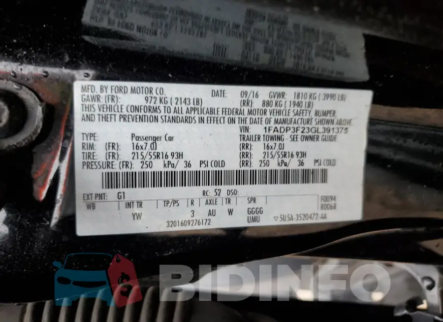1FADP3F23GL391375 Photo# 13