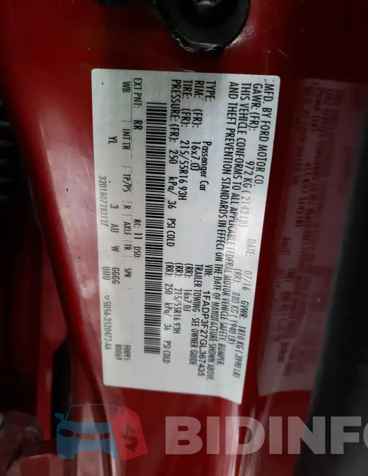 1FADP3F27GL367435 Photo# 12