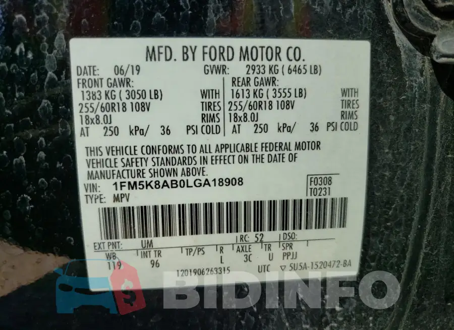 1FM5K8AB0LGA18908 Photo# 14