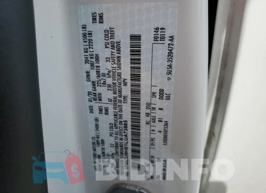 1FMCU9H61LUA73885 Photo# 12