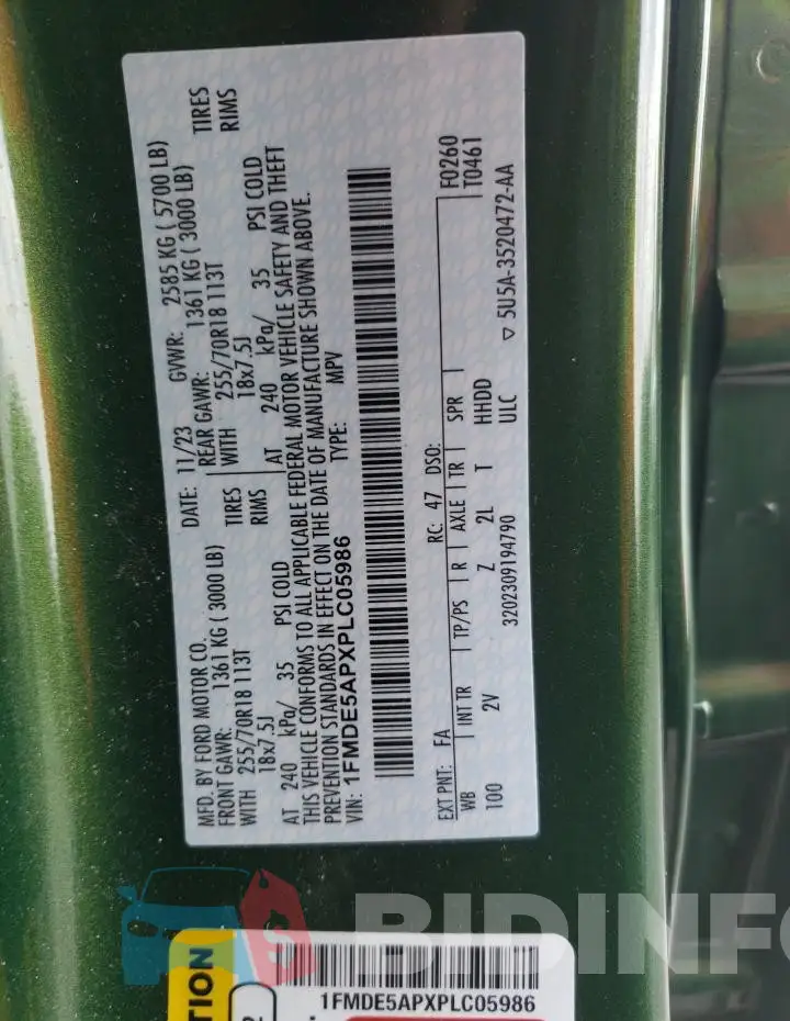 1FMDE5APXPLC05986 Photo# 13