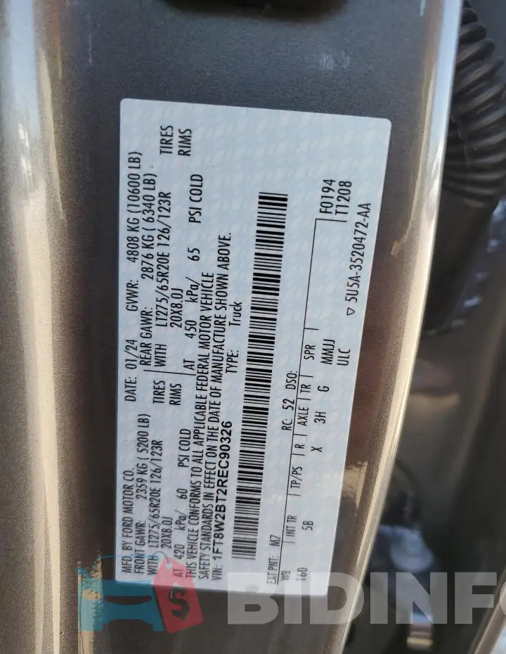 1FT8W2BT2REC90326 Photo# 12
