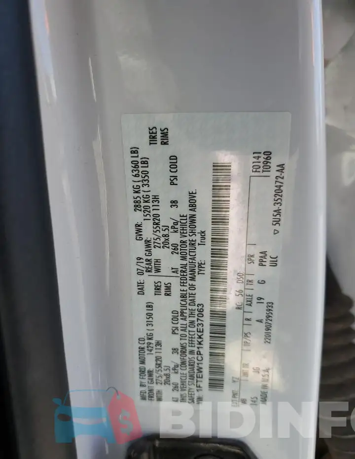1FTEW1CP1KKE37063 Photo# 12