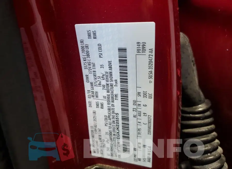 1FTEW1EGXJKE05515 Photo# 12