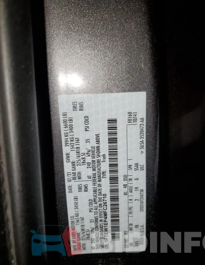 1FTEW1EP4MFC26710 Photo# 13