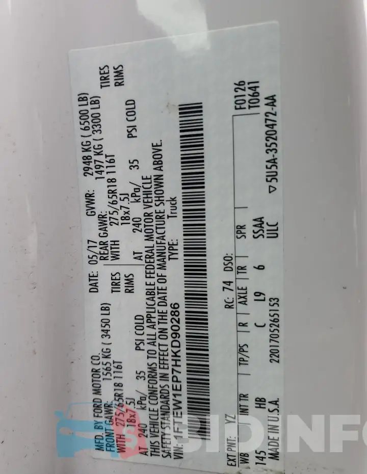 1FTEW1EP7HKD90286 Photo# 12