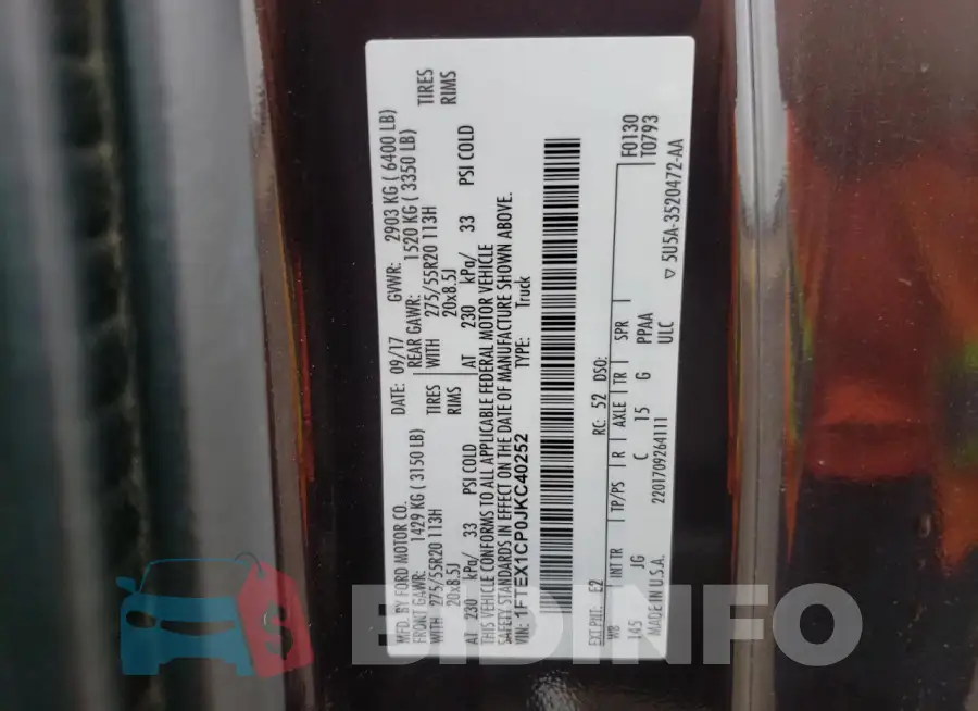 1FTEX1CP0JKC40252 Photo# 12