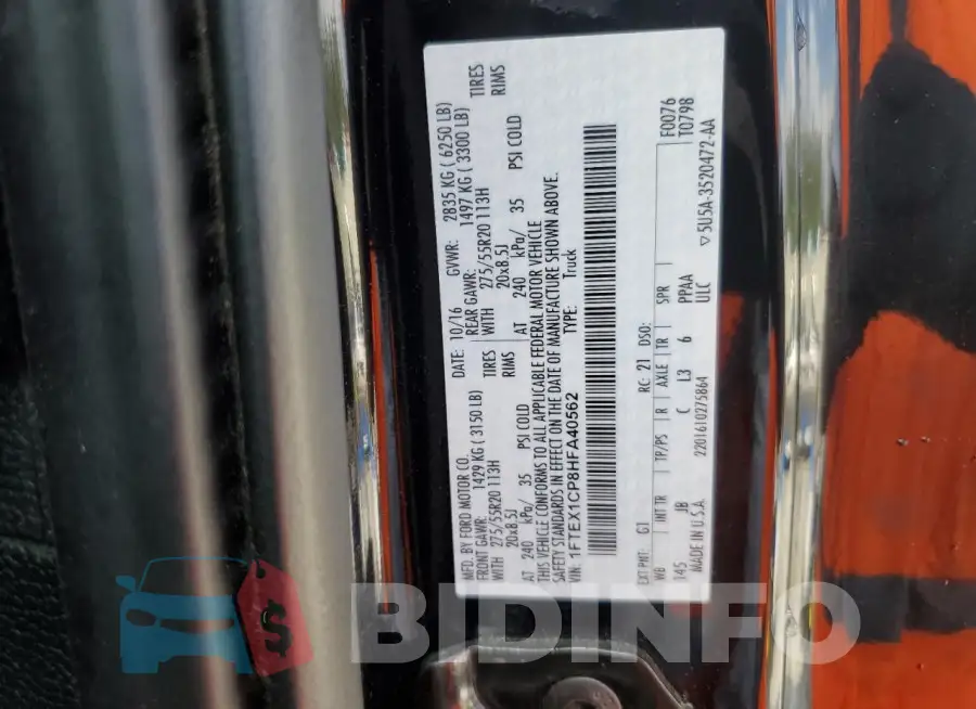 1FTEX1CP8HFA40562 Photo# 12
