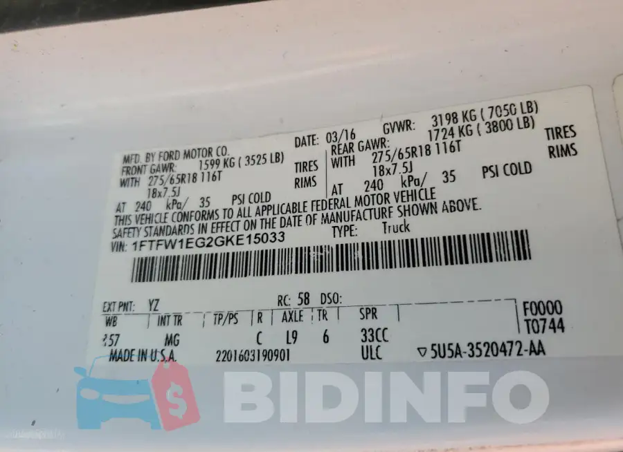 1FTFW1EG2GKE15033 Photo# 12