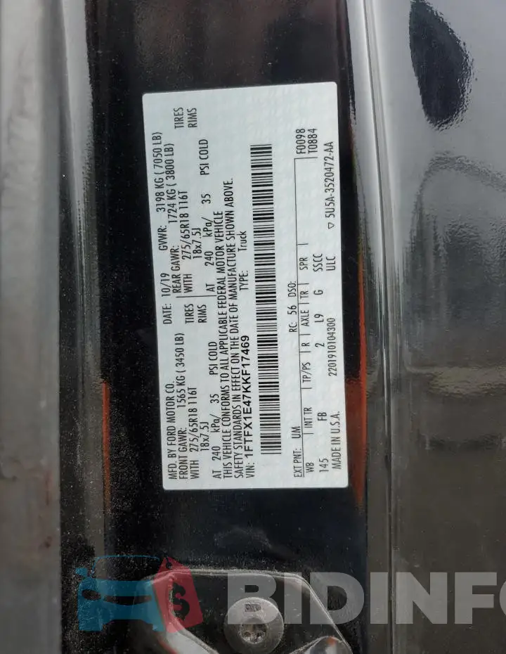 1FTFX1E47KKF17469 Photo# 12