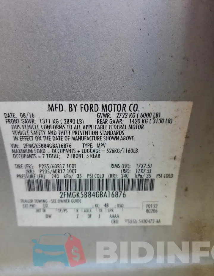 2FMGK5B84GBA16876 Photo# 13